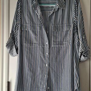 Velvet Heart Navy and White Striped Top